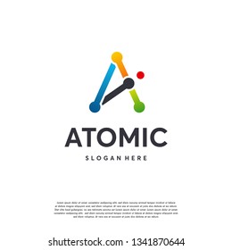 Atomic logo, A-Initial Logo designs vector, Science Tech logo