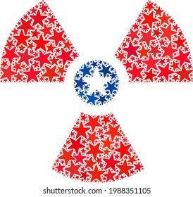 Atomic Logo Komposition von Sternen in verschiedenen Größen und Farbtönen. Zur Illustration des Atomic-Logos werden die offiziellen blauen und roten Farben der demokratischen und republikanischen politischen Parteien und die Sterne verwendet.