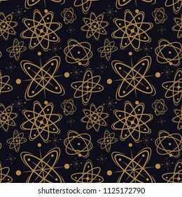 Atomic mid century seamless pattern. Vector illustration. 