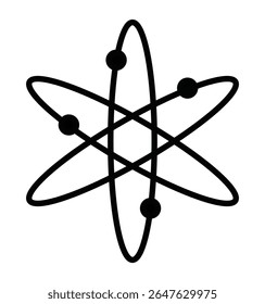 Icono de modelo atómico sobre fondo transparente, diseño de línea plana, Ilustración vectorial