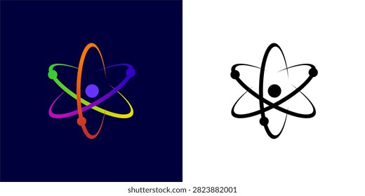 atomic molecule colorfull gradient isolated vector logo