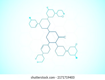 Atommolekül-Hexagon auf mehrfarbigem abstraktem Hintergrund