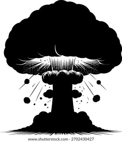 Atomic Mushroom Cloud Explosion Silhouette