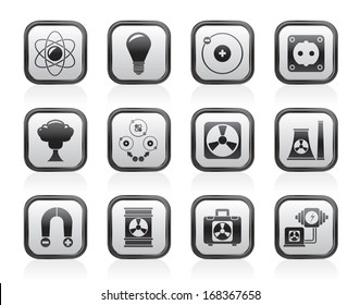 Atomic and Nuclear Energy Icons - vector icon set
