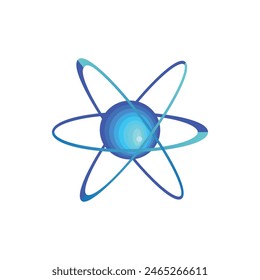 The atomic nucleus and orbital in gradient of blue color