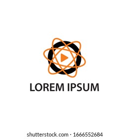 Atomic O letter icon with play logo