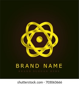 Atomic orbitals golden metallic logo