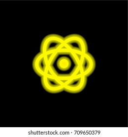 Atomic orbitals yellow glowing neon ui ux icon. Glowing sign logo vector