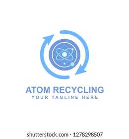 atomic particle logo design and recycling symbol