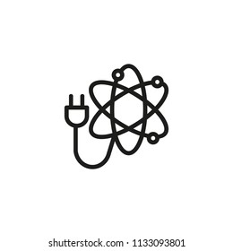 Atomic power line icon. Plug, cord, atom. Atomic energy concept. Can be used for topics like ecology, physics, electricity