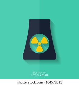 atomic power station icon. Flat design.