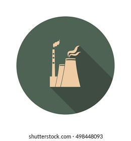 Atomic power station icon. Web Icon in Flat Design with Long Shadows