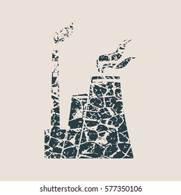 Atomic power station icon. Web Icon. Grunge style vector illustration