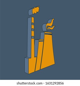 Atomic power station isometric icon. Power generation