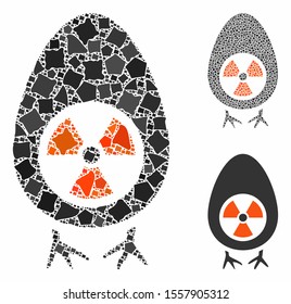 Atomic project mosaic of rough elements in different sizes and shades, based on atomic project icon. Vector abrupt elements are combined into illustration.