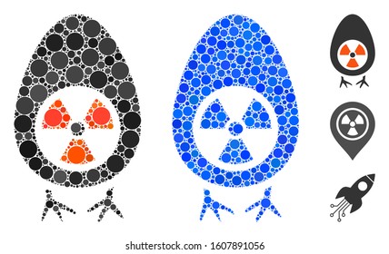 Atomic project mosaic of round dots in various sizes and color tints, based on atomic project icon. Vector round dots are combined into blue composition.