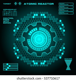 Atomic reactor futuristic virtual graphic touch  user interface