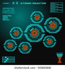 Atomic reactor, futuristic virtual graphic touch  user interface