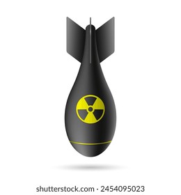 Atomraketen-Luftbombe. Atombombe. Atombombe isoliert auf weißem Hintergrund. Vektorillustration