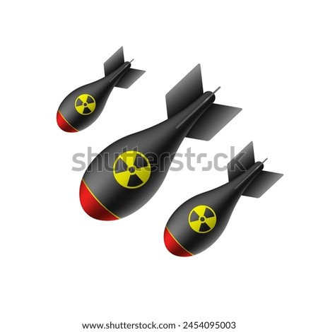 Atomic rocket air bomb. Nuclear atom bomb. Atomic bomb isolated on a white background. Vector illustration