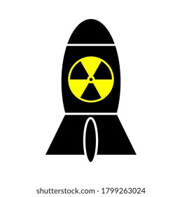 Misiles atómicos de vuelo Armas de misiles nucleares Bomba radiactiva Icono de concepto militar Ilustración del vector de color negro, estilo plano.