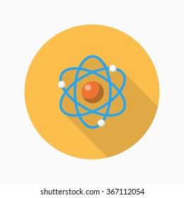 Atomic and science icon , Vector flat long shadow design. In education concept.
