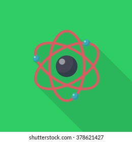 Atomic and science icon , Vector flat long shadow design. In education concept.