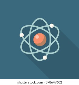 Atomic and science icon , Vector flat long shadow design. In education concept.