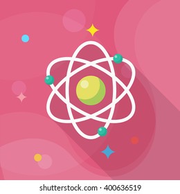 Atomic and science icon , Vector flat long shadow design. In education concept.