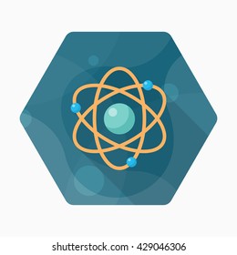 Atomic and science icon , Vector flat long shadow design. In education concept.