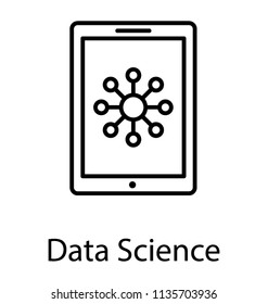 
An atomic sign embedded on mobile screen, icon for data science 
