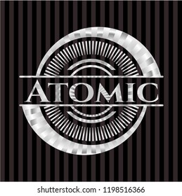 Atomic silvery emblem or badge
