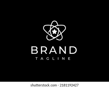 Atomic Star Line Outline Vector Illustration Logo Design