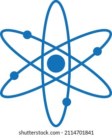 Atomic Structure Blue Line Icon Vector 