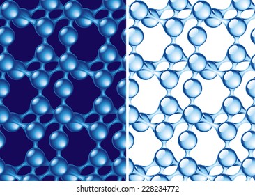 Atomic structure of a diamond. Two horizontal seamless patterns, on dark and white backgrouns. Eps8. CMYK. Organized by layers. Global colors. Gradients used.