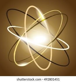 Atomic structure element. Nuclear physics emblem. Vector illustration EPS10
