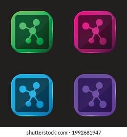 Atomic Structure four color glass button icon