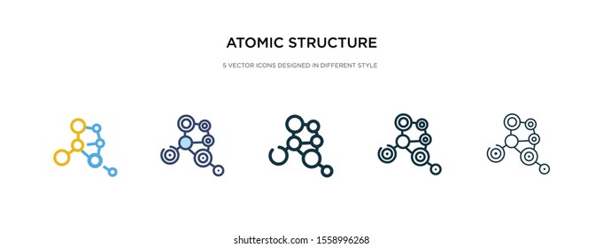 atomic structure icon in different style vector illustration. two colored and black atomic structure vector icons designed in filled, outline, line and stroke style can be used for web, mobile, ui