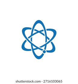 Icono del logotipo de la estructura atómica. Concepto de química de la física de la Ciencia. Átomo Abstractas con órbitas para la educación.