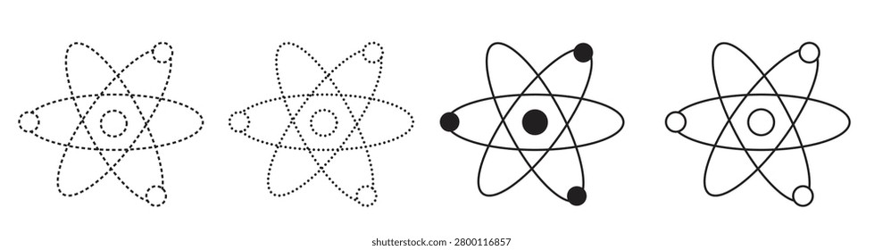 Atomic structure models showing orbital paths of electrons around a nucleus with chemistry structure electron