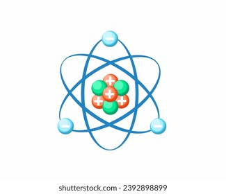 Núcleo de estructura atómica de protones y neutrones símbolo de electrones orbitales de la energía nuclear