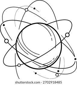 Símbolo da estrutura atômica elétrons em órbita conceito científico diagrama físico da energia nuclear modelo quântico ícone do esboço da química.