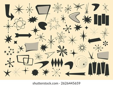 Atomic style vector Pack of different shapes from the fifties