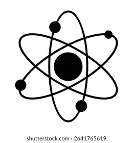 Atomic Symbol Black and White Icon Science and Technology Illustration Design Vector