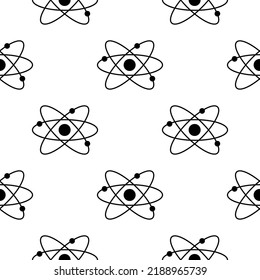 Atomic Symbol Hand Drawn Seamless Pattern On White Background