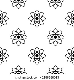 Atomic Symbol Hand Drawn Seamless Pattern On White Background