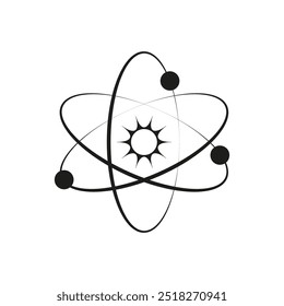 Icono de símbolo atómico. Modelo de electrones en órbita. Concepto de ciencia de la energía. Simple Ilustración vectorial.