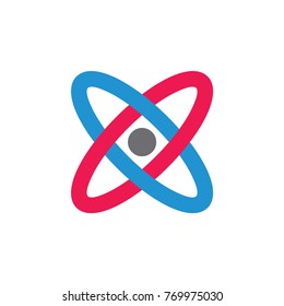 atomic symbol overlapping style logo vector 