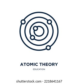 Atomic Theory Icon From Education Collection. Thin Linear Atomic Theory, Science, Theory Outline Icon Isolated On White Background. Line Vector Atomic Theory Sign, Symbol For Web And Mobile