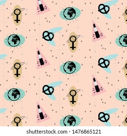 Atomic vintage modern seamless pattern.  1950s inspired art 